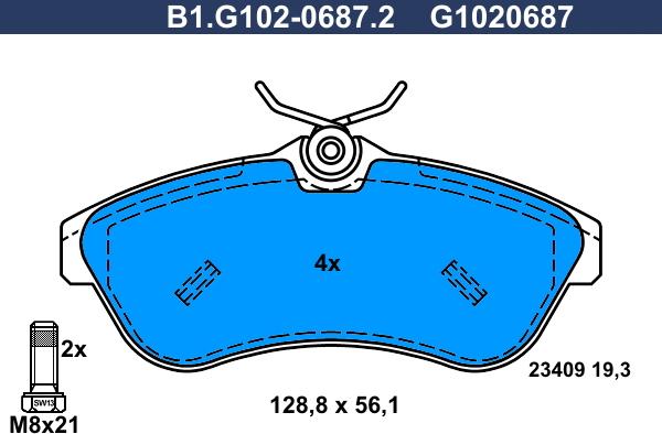 Galfer B1.G102-0687.2 - Тормозные колодки, дисковые, комплект autosila-amz.com