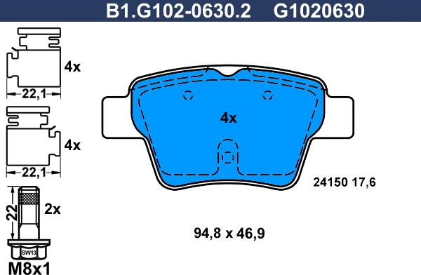 Galfer B1.G102-0630.2 - Колодки тормозные дисковые autosila-amz.com