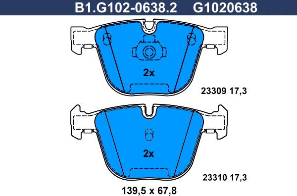 Galfer B1.G102-0638.2 - Тормозные колодки, дисковые, комплект autosila-amz.com