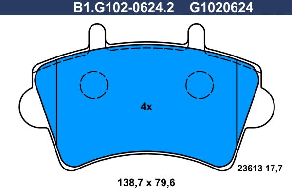 Galfer B1.G102-0624.2 - Тормозные колодки, дисковые, комплект autosila-amz.com