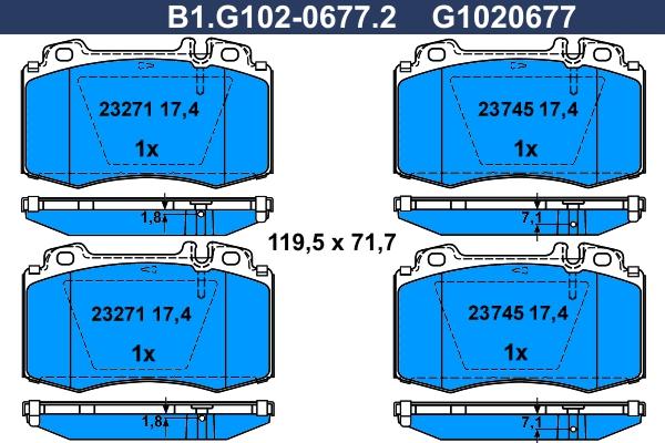 Galfer B1.G102-0677.2 - Тормозные колодки, дисковые, комплект autosila-amz.com