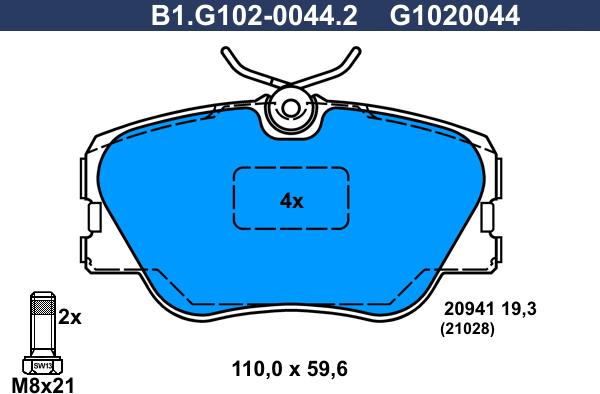 Galfer B1.G102-0044.2 - Тормозные колодки, дисковые, комплект autosila-amz.com