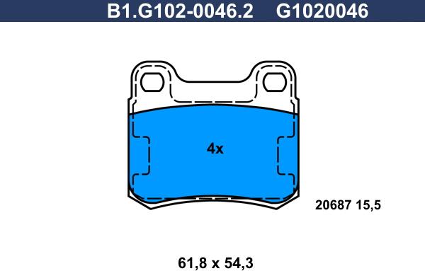 Galfer B1.G102-0046.2 - Тормозные колодки, дисковые, комплект autosila-amz.com