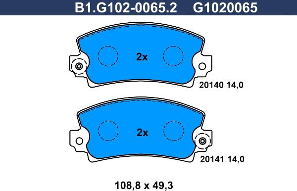 Galfer B1.G102-0065.2 - Тормозные колодки, дисковые, комплект autosila-amz.com