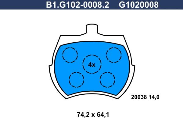 Galfer B1.G102-0008.2 - Тормозные колодки, дисковые, комплект autosila-amz.com