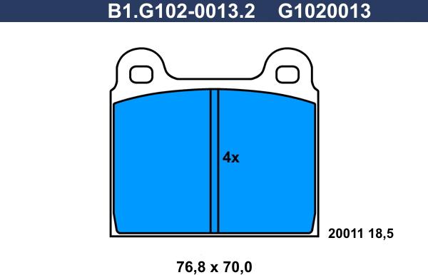 Galfer B1.G102-0013.2 - Тормозные колодки, дисковые, комплект autosila-amz.com