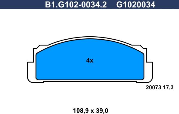Galfer B1.G102-0034.2 - Тормозные колодки, дисковые, комплект autosila-amz.com