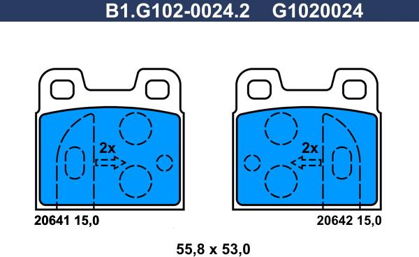 Galfer B1.G102-0024.2 - Тормозные колодки, дисковые, комплект autosila-amz.com