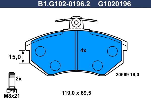 Galfer B1.G102-0196.2 - Тормозные колодки, дисковые, комплект autosila-amz.com
