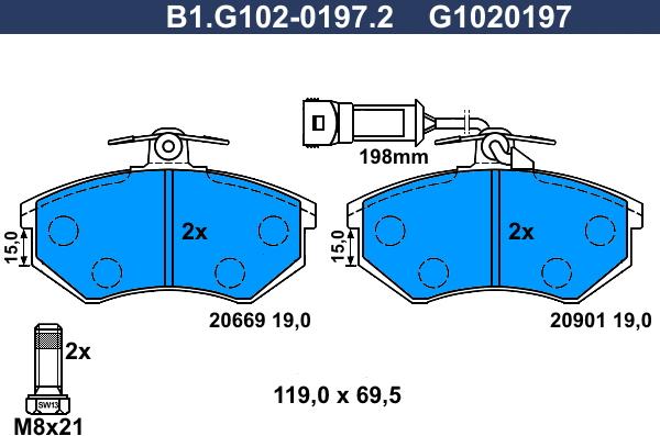 Galfer B1.G102-0197.2 - Тормозные колодки, дисковые, комплект autosila-amz.com