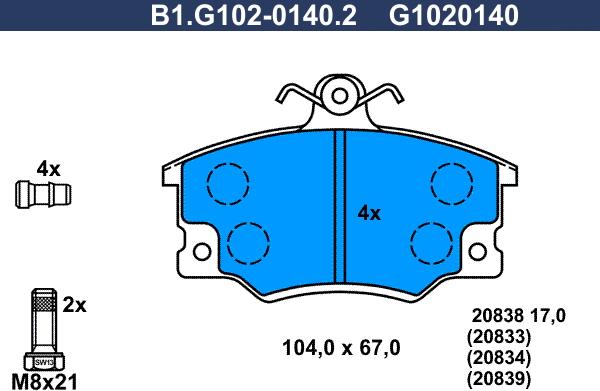 Galfer B1.G102-0140.2 - Тормозные колодки, дисковые, комплект autosila-amz.com
