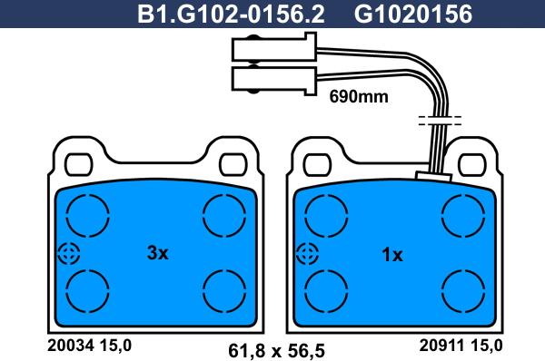 Galfer B1.G102-0156.2 - Тормозные колодки, дисковые, комплект autosila-amz.com