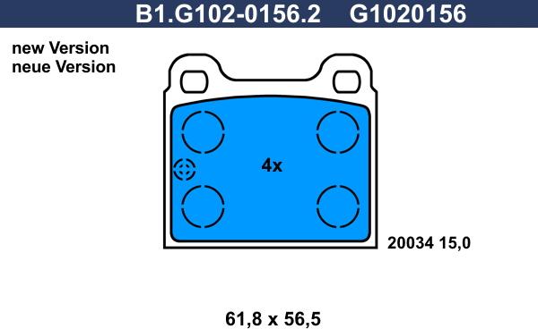 Galfer B1.G102-0156.2 - Тормозные колодки, дисковые, комплект autosila-amz.com