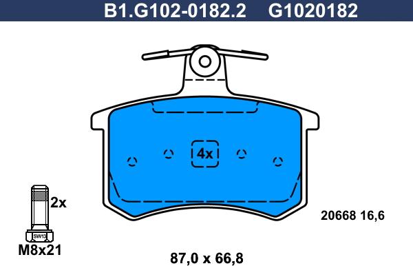 Galfer B1.G102-0182.2 - Тормозные колодки, дисковые, комплект autosila-amz.com