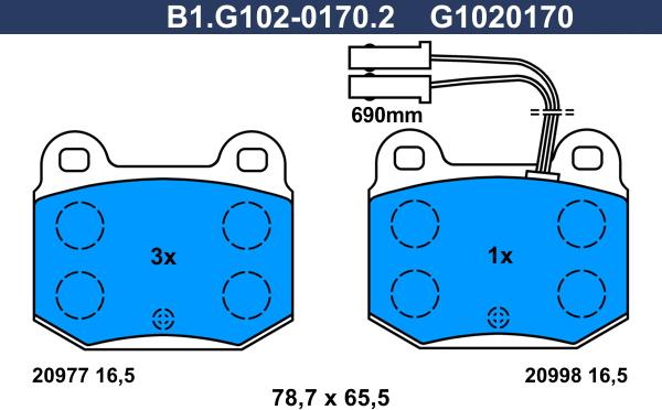 Galfer B1.G102-0170.2 - Тормозные колодки, дисковые, комплект autosila-amz.com