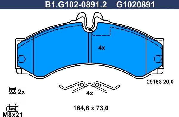 Galfer B1.G102-0891.2 - Тормозные колодки, дисковые, комплект autosila-amz.com