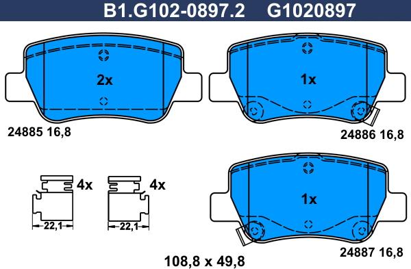 Galfer B1.G102-0897.2 - Тормозные колодки, дисковые, комплект autosila-amz.com