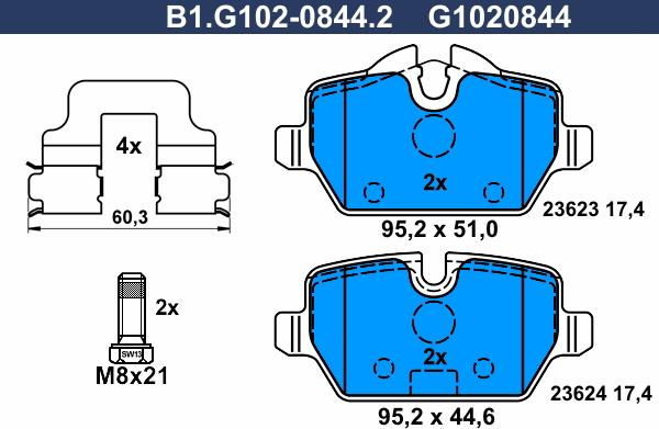 Galfer B1.G102-0844.2 - Тормозные колодки, дисковые, комплект autosila-amz.com