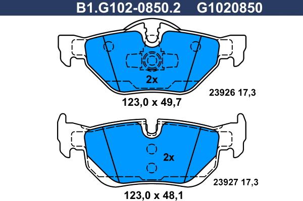 Galfer B1.G102-0850.2 - Тормозные колодки, дисковые, комплект autosila-amz.com