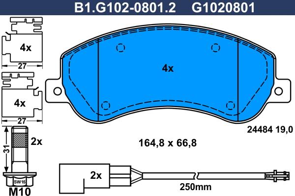 Galfer B1.G102-0801.2 - Тормозные колодки, дисковые, комплект autosila-amz.com