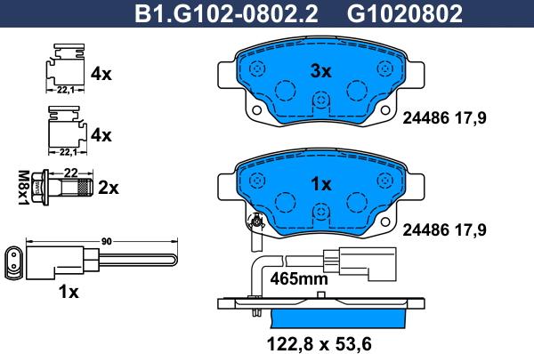 Galfer B1.G102-0802.2 - Тормозные колодки, дисковые, комплект autosila-amz.com