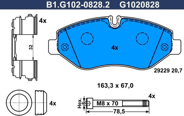 Galfer B1.G102-0828.2 - Тормозные колодки, дисковые, комплект autosila-amz.com