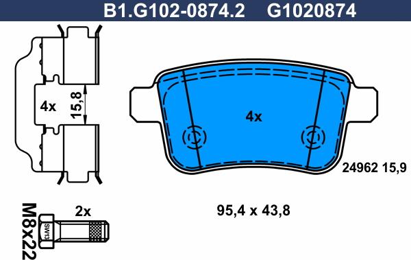 Galfer B1.G102-0874.2 - Тормозные колодки, дисковые, комплект autosila-amz.com