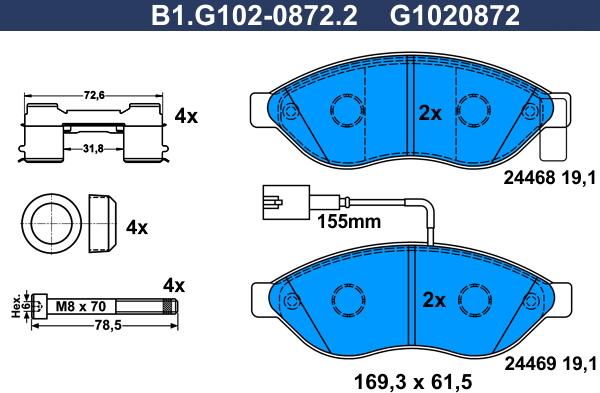 Galfer B1.G102-0872.2 - Тормозные колодки, дисковые, комплект autosila-amz.com
