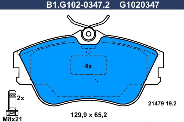 Galfer B1.G102-0347.2 - Колодки тормозные VAG T4 -03 передн. autosila-amz.com