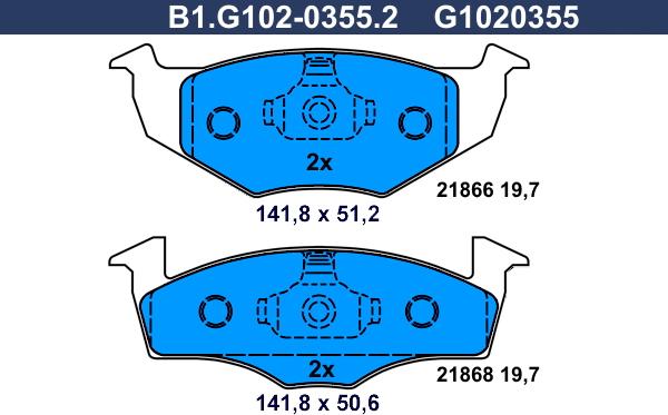Galfer B1.G102-0355.2 - Тормозные колодки, дисковые, комплект autosila-amz.com
