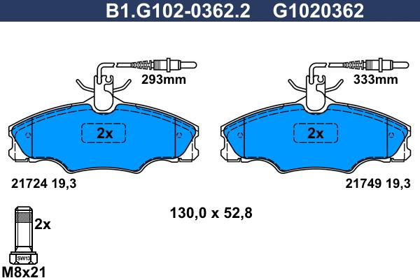 Galfer B1.G102-0362.2 - Тормозные колодки, дисковые, комплект autosila-amz.com