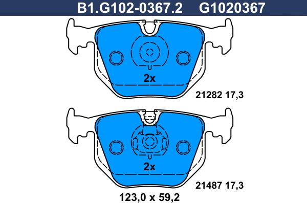 Galfer B1.G102-0367.2 - Тормозные колодки, дисковые, комплект autosila-amz.com