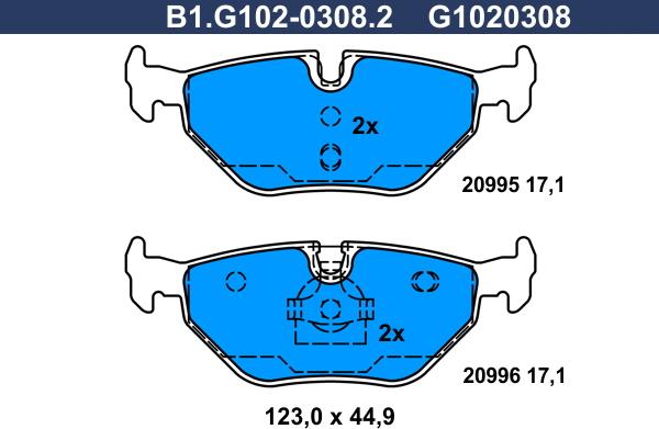 Galfer B1.G102-0308.2 - Колодки тормозные задние BMW 5,7 WVA20995,20996 autosila-amz.com