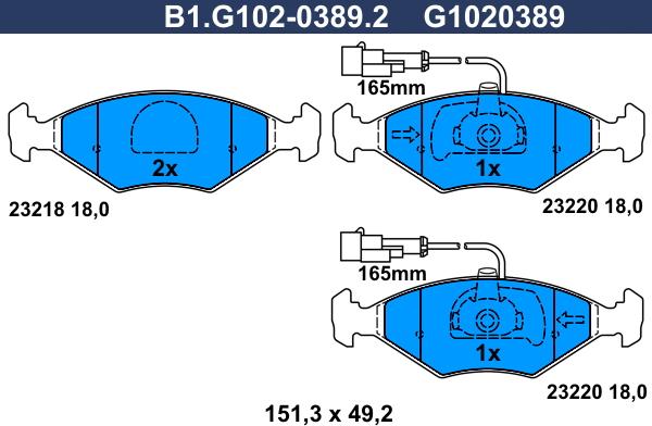 Galfer B1.G102-0389.2 - Тормозные колодки, дисковые, комплект autosila-amz.com