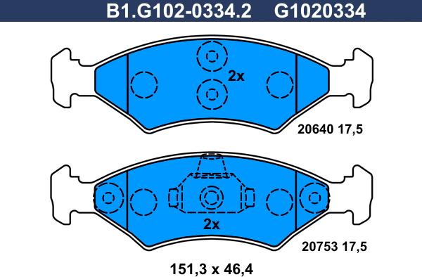 Galfer B1.G102-0334.2 - Комплект тормозных колодок, диско autosila-amz.com