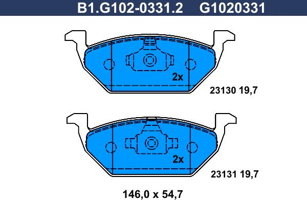 Galfer B1.G102-0331.2 - Тормозные колодки, дисковые, комплект autosila-amz.com