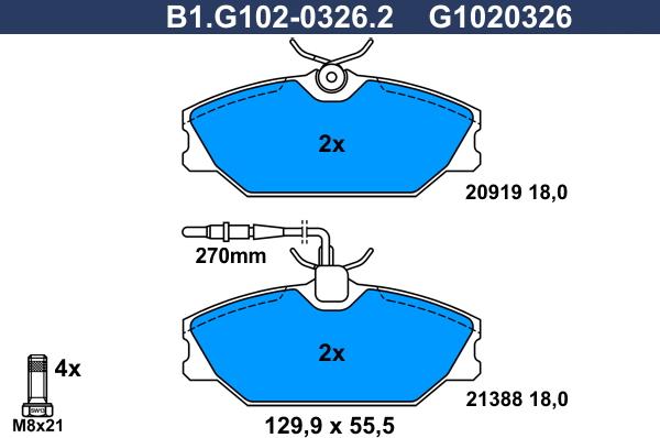 Galfer B1.G102-0326.2 - Тормозные колодки, дисковые, комплект autosila-amz.com