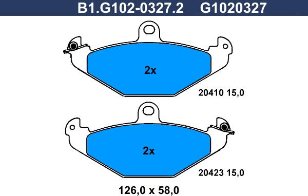 Galfer B1.G102-0327.2 - Тормозные колодки, дисковые, комплект autosila-amz.com