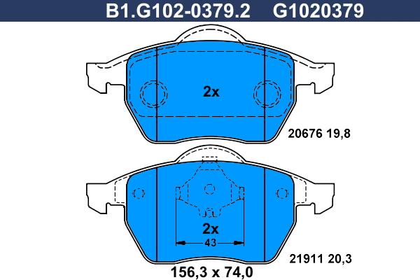 Galfer B1.G102-0379.2 - Тормозные колодки, дисковые, комплект autosila-amz.com