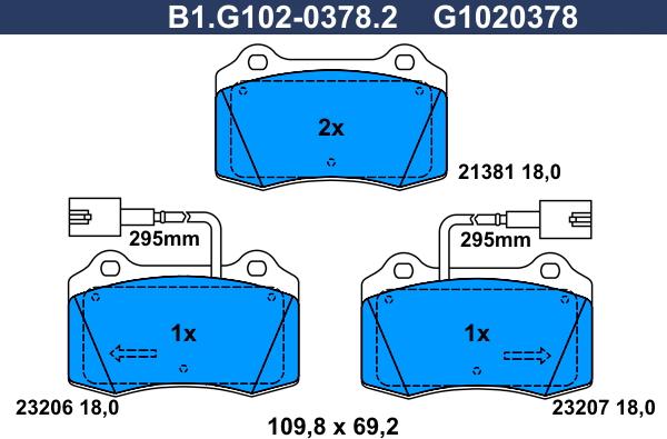 Galfer B1.G102-0378.2 - Тормозные колодки, дисковые, комплект autosila-amz.com