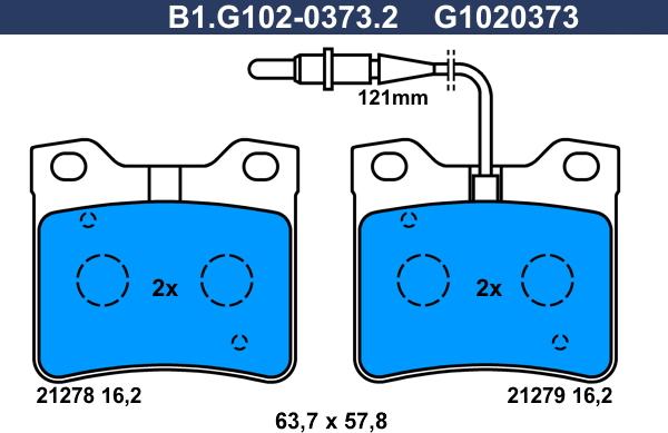 Galfer B1.G102-0373.2 - Тормозные колодки, дисковые, комплект autosila-amz.com
