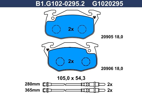 Galfer B1.G102-0295.2 - Тормозные колодки, дисковые, комплект autosila-amz.com