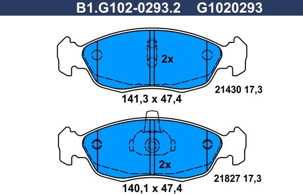 Galfer B1.G102-0293.2 - Тормозные колодки, дисковые, комплект autosila-amz.com