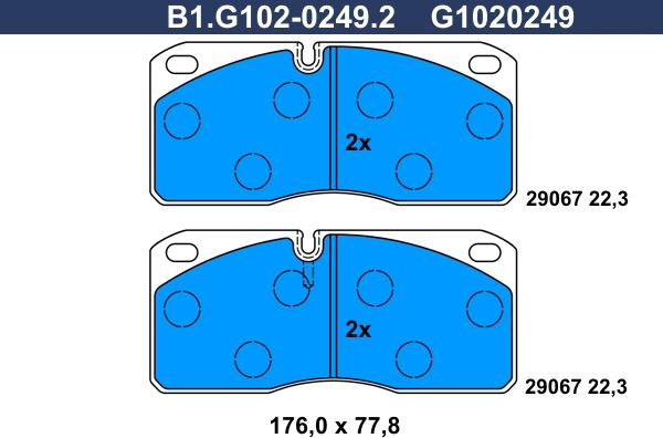 Galfer B1.G102-0249.2 - Тормозные колодки, дисковые, комплект autosila-amz.com