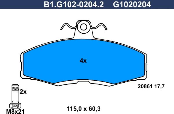 Galfer B1.G102-0204.2 - Тормозные колодки, дисковые, комплект autosila-amz.com