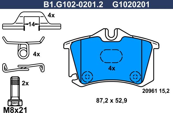 Galfer B1.G102-0201.2 - Тормозные колодки, дисковые, комплект autosila-amz.com