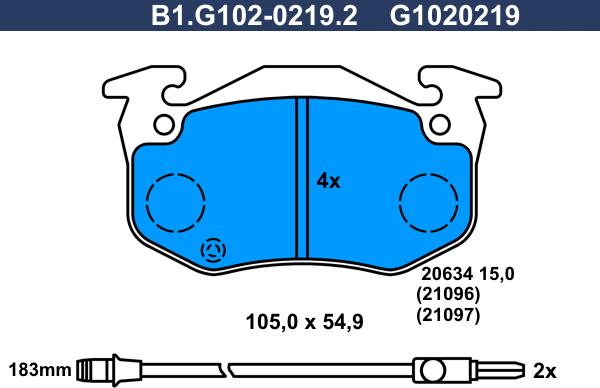 Galfer B1.G102-0219.2 - Тормозные колодки, дисковые, комплект autosila-amz.com