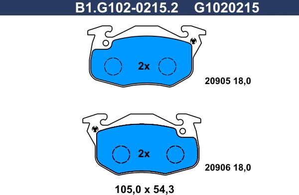Galfer B1.G102-0215.2 - Тормозные колодки, дисковые, комплект autosila-amz.com