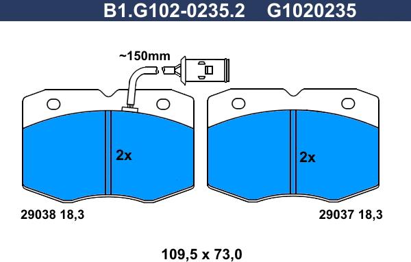 Galfer B1.G102-0235.2 - Тормозные колодки, дисковые, комплект autosila-amz.com