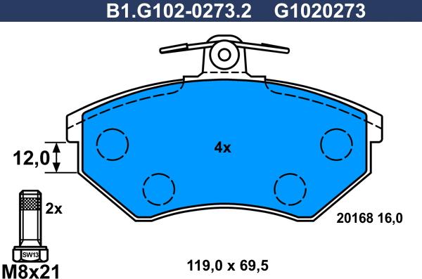 Galfer B1.G102-0273.2 - Тормозные колодки, дисковые, комплект autosila-amz.com